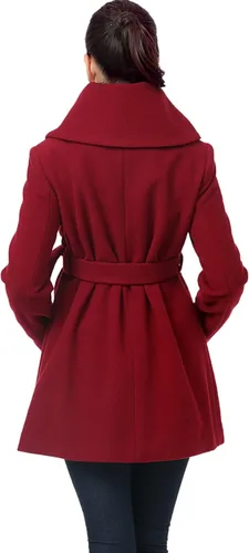 Vista 4 de Momo Maternity Ropa de abrigo para mujer abrigo de lana con cuello doblado y cremallera chaqueta de invierno para embarazo