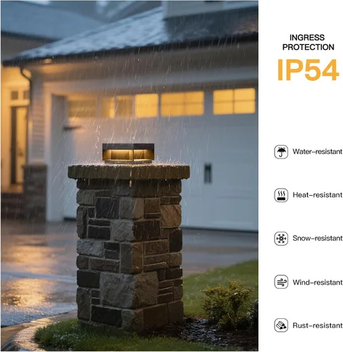 Vista 4 de MVBT Luces de poste al aire libre con cableado fijo, luces de columna de 7.9" AC100-240V, luz de pila moderna impermeable, luz de tapa de poste