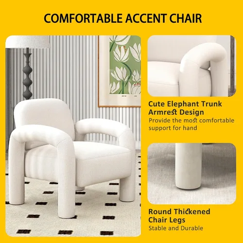 Vista 6 de Silla decorativa moderna, cómoda silla tapizada de terciopelo, acogedora silla individual de tocador, silla de barril copetudo, silla de lectura