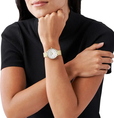 Vista 4 de Michael Kors Mini reloj Pyper de dos manos de acero inoxidable para mujer, MK4588 - Reloj de malla de acero inoxidable de dos manecillas