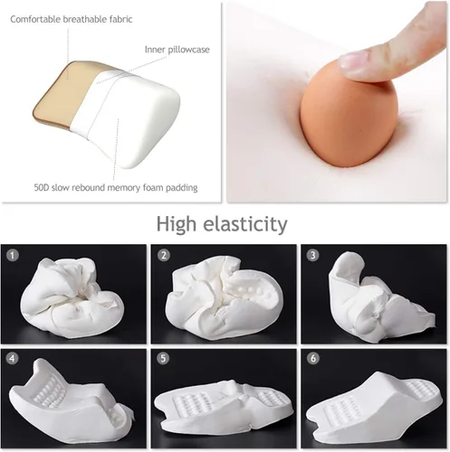Vista 6 de Ergocar Almohada viscoelástica para el cuello de terapia de postura, almohada ergonómica de apoyo para la espalda para el hogar, oficina, automóvil