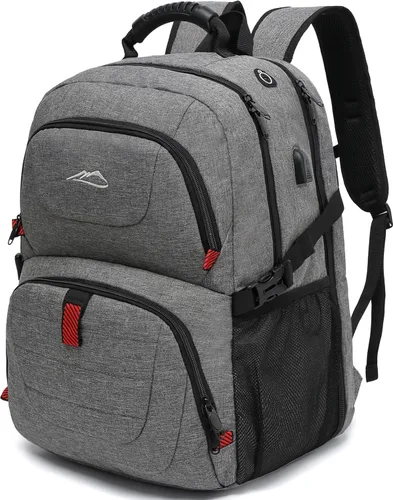 Vista 11 de ProEtrade Mochila de viaje extra grande para portátil, antirrobo, para escuela y negocios, con puerto de carga USB, para portátil de 17 pulgadas
