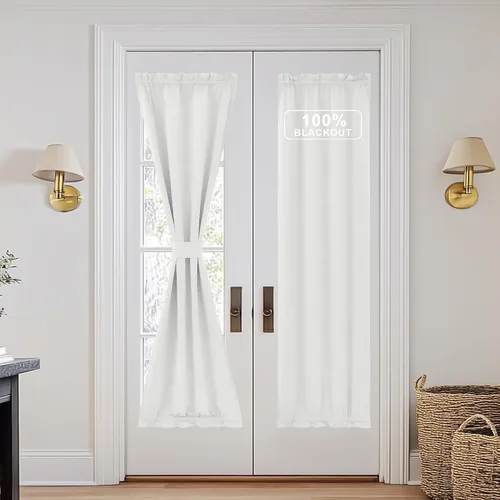 Vista 26 de NICETOWN Cortinas de Lino para Puerta Lateral - Cortinas Opacas con Aislamiento Térmico para Puerta Delantera Francesa para Sombra Pequeña