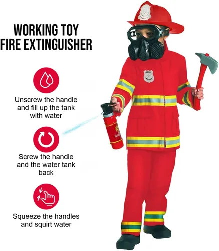 Vista 4 de Morph Disfraz de bombero para niños (2 colores), disfraz de bombero y bombero para Halloween