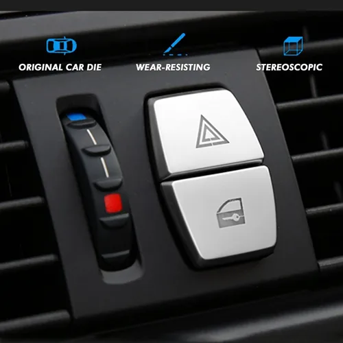 Vista 5 de x xotic tech Interruptor de bloqueo de ventana de luz de emergencia, botón de ventilación de CA, compatible con BMW Serie 5 6 7 X3 (plateado)
