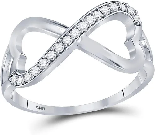 Vista 2 de Anillo de plata de ley con diamantes blancos con corazón de tejido infinito para mujer 16 Cttw