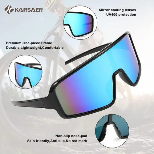 Vista 5 de Karsaer Vision - Gafas de sol deportivas para ciclismo, béisbol, softbol, unisex, para adultos, jóvenes, niños y niñas, 8-16