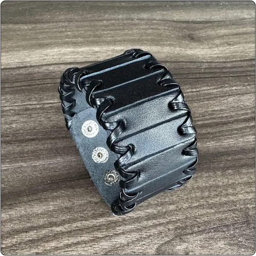 Vista 6 de Pulsera trenzada Punk Rock de cuero ancho