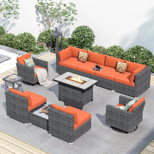 Vista 30 de HOOOWOOO Patio Sectional Furniture Set,2 Piece Couch Set with 2 Matching Armless Chairs(Beige)
