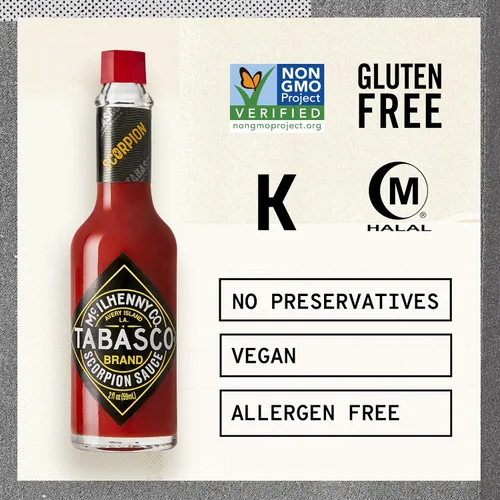 Vista 6 de TABASCO Brand Scorpion Sauce - Salsa picante intensa y ardiente, botella de vidrio, atrevida y picante, pimienta escorpión, mezcla de guayaba
