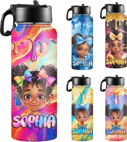 Vista 9 de Botella de agua personalizada con foto, botella de agua deportiva de acero inoxidable con imagen personalizada para niños, hombres y mujeres