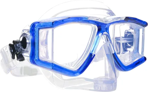 Vista 13 de EVO Hammerhead+ - Máscara de buceo panorámico de 4 lentes con válvula de purga, buceo libre, esnórquel, máscara de buceo para hombres y mujeres Negro