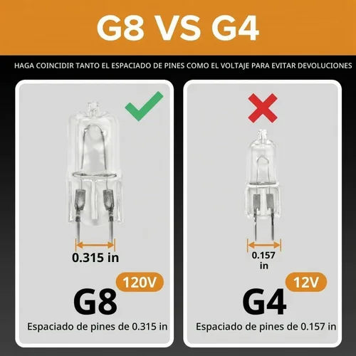 Vista 5 de 12Vmonster Paquete de 10 bombillas halógenas g8 20 W 120 V tipo JCD 110 V 130 V 20 W t4 G8 120 voltios