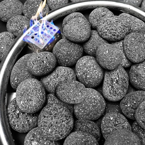 Vista 11 de NUPICK Rocas de lava negra de 3 libras para hoguera, roca volcánica de 1/2 a 2 pulgadas para chimenea interior y exterior, piedra de lava para Negro