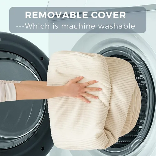 Vista 5 de MAXYOYO Sofá cama plegable, sofá de suelo, silla convertible con funda lavable, sofá de suelo, sillón, puf, cama para sala de estar, beige, 39 x 91