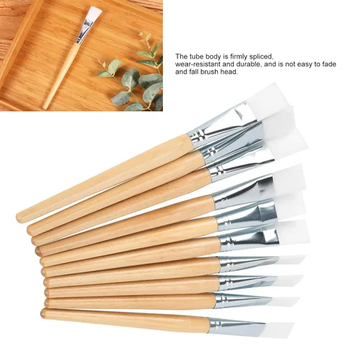 Vista 5 de 10 cepillos de máscara facial, aplicador de lodo de pelo suave, herramienta de cuidado de la piel DIY con mango de madera