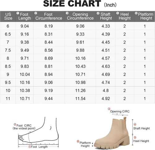 Vista 7 de mysoft Botas Chelsea de plataforma para mujer, con suela de lengüeta, botines de tacón grueso