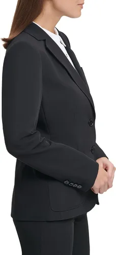 Vista 4 de Tommy Hilfiger Chaqueta de negocios para mujer Blazer de un solo botón Negro