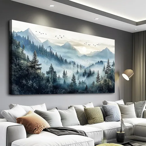 Vista 13 de FUHAIHUA Arte de Lienzo para Pared de Sala de Estar Decoración de Pared para Dormitorio Oficina Decoración de Pared Pintura de Paisaje de Montaña