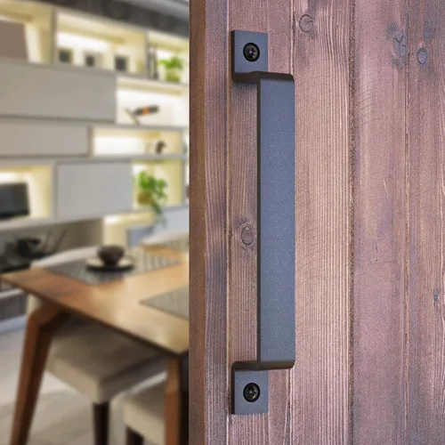 Vista 11 de Tirador Clásico de Puerta – Tirador de Acero Resistente para Portones, Puertas de Granero, Cercas Exteriores, Negro, 7 Pulgadas