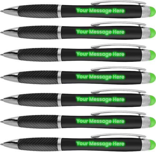 Vista 10 de Bolígrafos personalizados, paquete de 100 unidades, grabado láser sin granel, bolígrafo de 3 pulgadas, lápiz óptico y área personalizada con luz