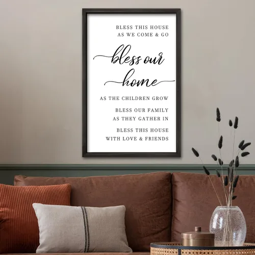 Vista 4 de comurdyo Bless This Home Decoración de Pared 16" × 11" Moderno Rústico Casa de Campo Inspirador Bendición Dulce Familia Cita Cartel