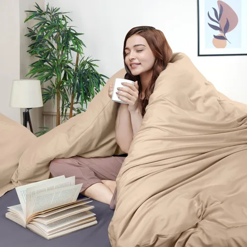 Vista 3 de Utopia Bedding Juego de funda de edredón tamaño individual - 2 piezas con cierre de cremallera - 1 funda de edredón 68X90 pulgadas y 1 funda de Beige