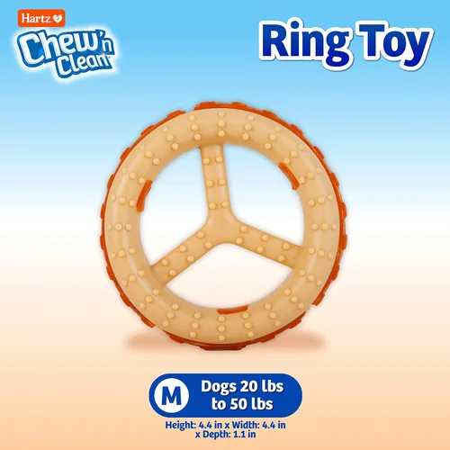 Vista 2 de Hartz Chew 'n Clean - Juguete masticable y trate en un anillo con sabor a pollo, para perro, mediano RING