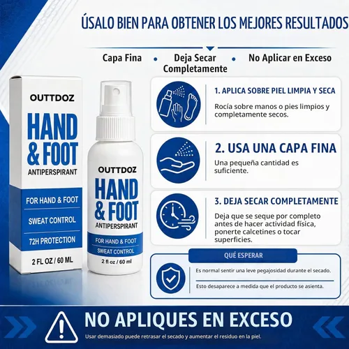Vista 7 de Spray antitranspirante DryGrip para manos y pies sudorosos, 15% cloruro