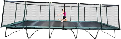 Vista 7 de Trampolín Rectangular Happy Trampoline Pro - Resistente de Servicio Pesado con Capacidad de Salto de 750 libras y Cerramiento de Red - Grande