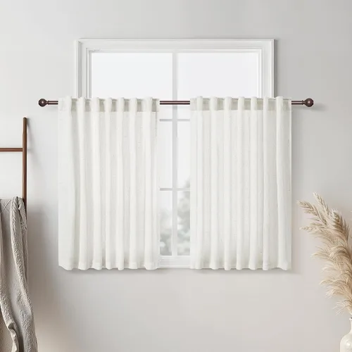 Vista 36 de BOODII Cortinas de lino de 96 pulgadas de largo y 8 pies para sala de estar Blanco