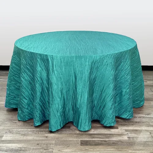 Vista 12 de YOUR CHAIR COVERS - Mantel redondo de 90 pulgadas con arrugas color rubor de tafetán – Elegante mantel brillante para bodas, fiestas y eventos