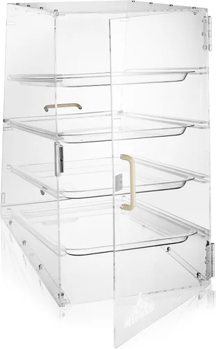 Vista 8 de OLDE MIDWAY Vitrina de pastelería – 3 niveles, gabinete de exhibición de acrílico comercial para panadería con bandejas extraíbles