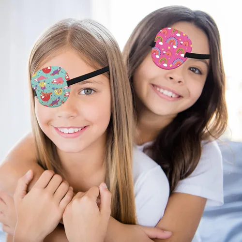 Vista 5 de 12 parches para ojos para niños, parche ajustable para un solo ojo, reutilizable, lindo, suave, para niña y niño, con correa elástica, algodón