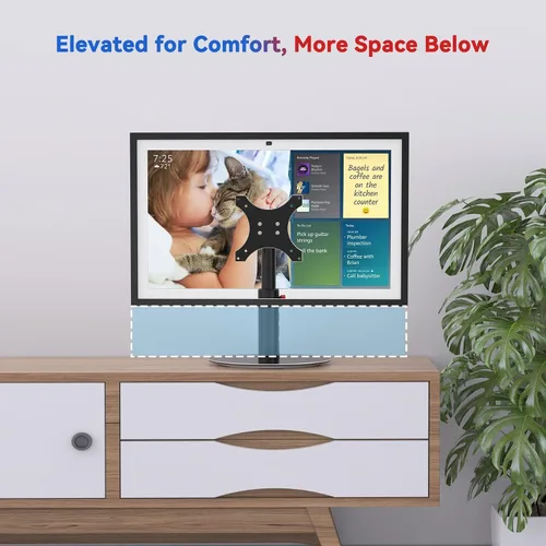 Vista 5 de Soporte para Echo Show 15 (1ª, 2ª generación), Echo Show 21 con diseño giratorio e inclinable, ajustes de altura de 4 niveles, soporte de montaje