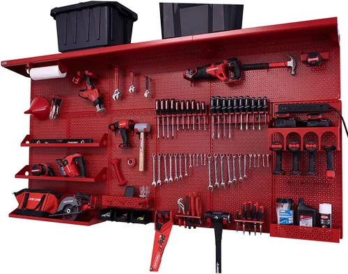 Vista 30 de OmniWall Weekend Warrior XL - Sistema de organización de pared de metal (negro/azul)