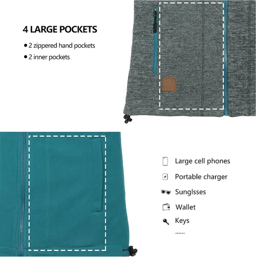 Vista 34 de Little Donkey Andy Chaleco de forro polar reversible para hombre, ligero, cálido, sin mangas, con capucha, para senderismo, caminar, viajar