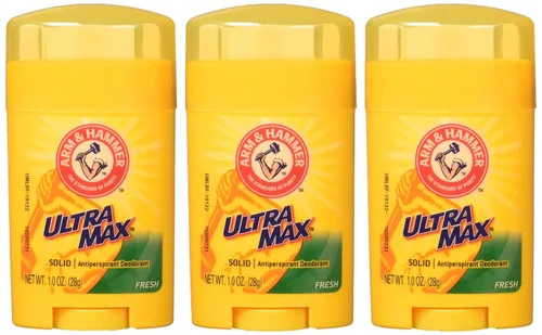 Vista 2 de Arm & Hammer Ultra-MAX Antitranspirante/Desodorante, Sólido Invisible Fresco, Peso Neto 3.0 oz, Paquete de 3 (1.0 oz/Stick)