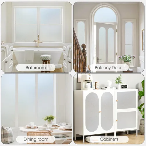 Vista 4 de Película decorativa de privacidad para ventana, control de calor, bloqueo solar, protección UV, diseño de bosque de abedul, adherencia estática