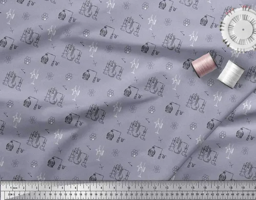 Vista 2 de Soimoi - Tela de popelín de algodón azul para equipos científicos de laboratorio, tela impresa temática educativa, 8.3 ft de ancho