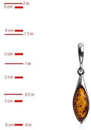 Vista 4 de Plata de ley Ámbar Marquise Forma Colgante Cadena 18inches