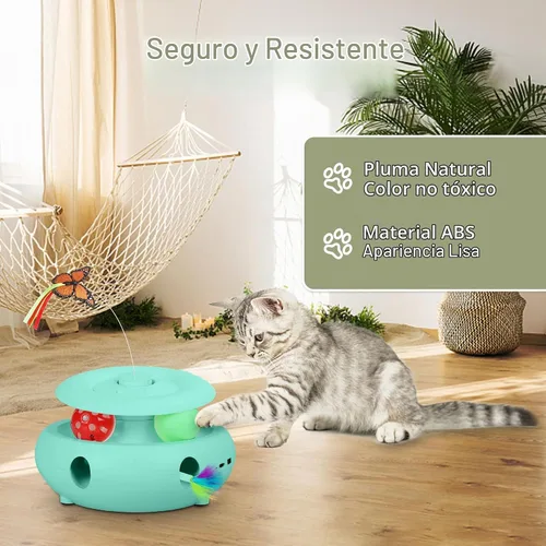 Vista 5 de Juguetes interactivos 3 en 1 para gatos de interior, color azul