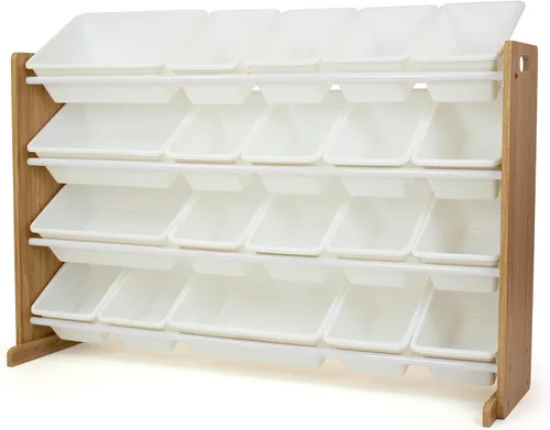 Vista 7 de Humble Crew - Organizador de juguetes para niños, 20 contenedores de almacenamiento, color blanco y rosa Rosa/blanco