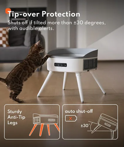 Vista 3 de HomeRunPet Calentador de espacio seguro para mascotas con cama climatizada para gatos, calentador de cerámica 2 en 1 para habitación y mascotas