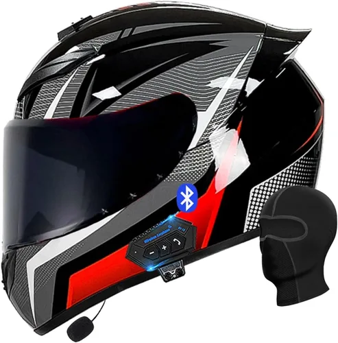 Vista 20 de Casco de motocicleta con Bluetooth, casco con Bluetooth integrado, casco integral plegable con Bluetooth, aprobado por DOT/ECE, con múltiples