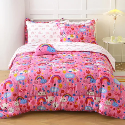 Vista 25 de Mooreeke Juego de edredón individual para niños de 6 piezas, juego de ropa de cama azul para adolescentes, cama de tren de microfibra para niños