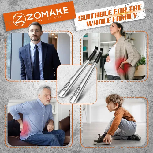 Vista 6 de ZOMAKE Calzador de Mango Largo para Personas Mayores Hombres Mujeres, Calzador Largo de Metal para Botas, Ayudador Cuchara de Zapatos de Acero