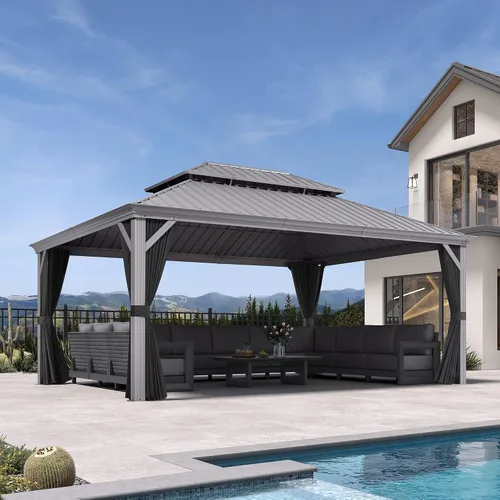Vista 35 de PURPLE LEAF - Gazebo para exteriores de 10 x 12 pies, con sistema de drenaje