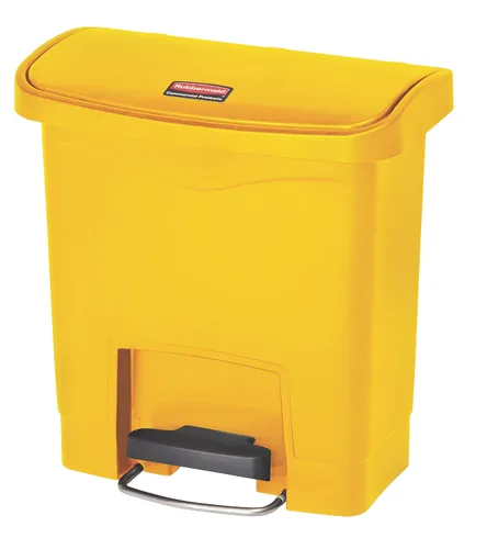 Vista 30 de Rubbermaid Commercial Products - Bote de basura Streamline Slim con pedal Papelera de plástico, 4 galones (15 litros), color rojo, con manos