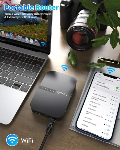 Vista 5 de NEWQ Filehub AC750 Router de viaje: lector de tarjetas SD de disco duro portátil y mini extensor de rango WiFi para viajes Disco duro externo